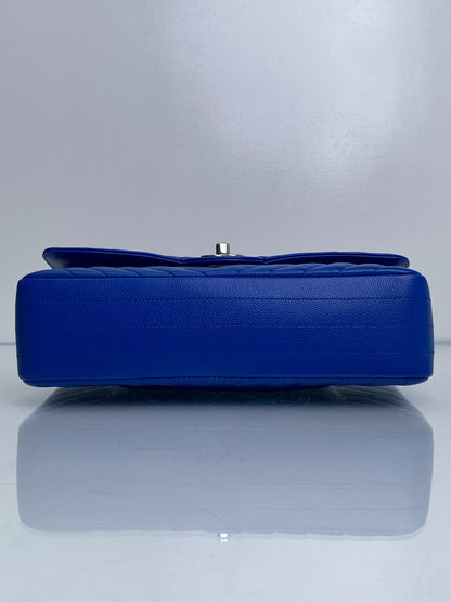 Chanel Blue Caviar Chevron Medium Classic Flap Bag SHW #22
