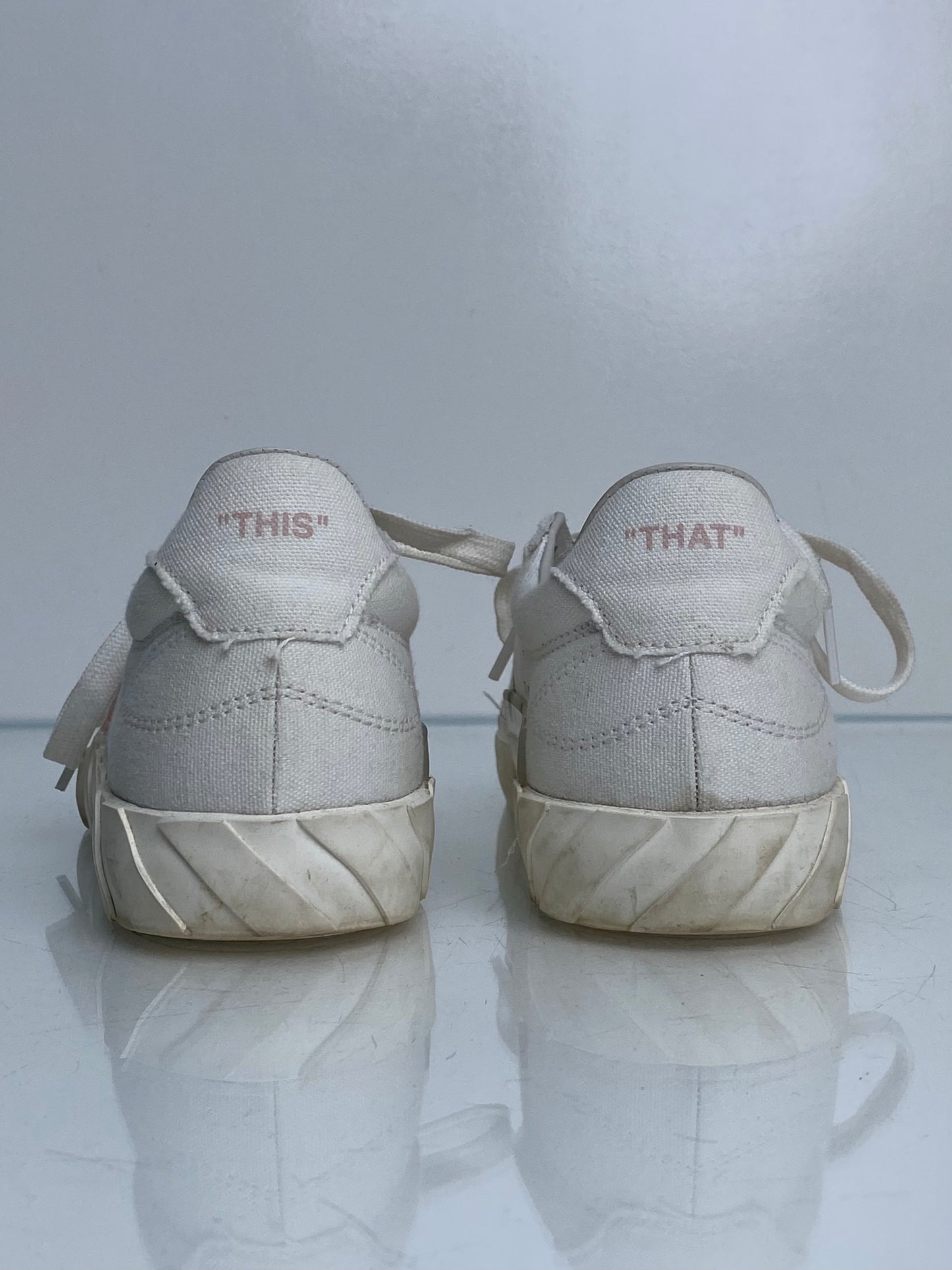 Off White Pink & White Logo Sneakers, 36