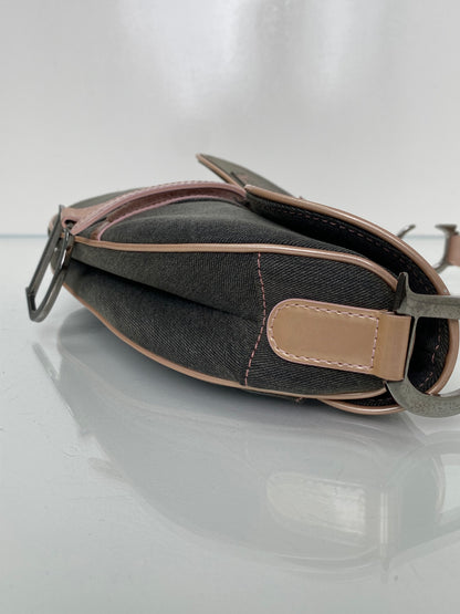 Christian Dior 2002 Denim/Pink Saddle Bag SHW