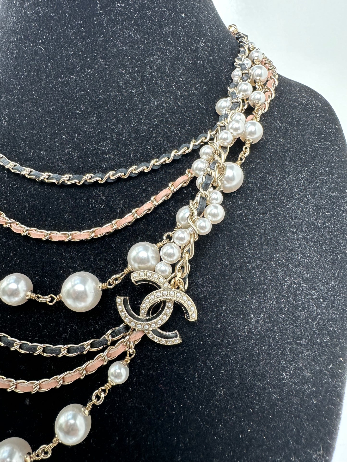 Chanel CC Multilayer Pearl & Chain Necklace