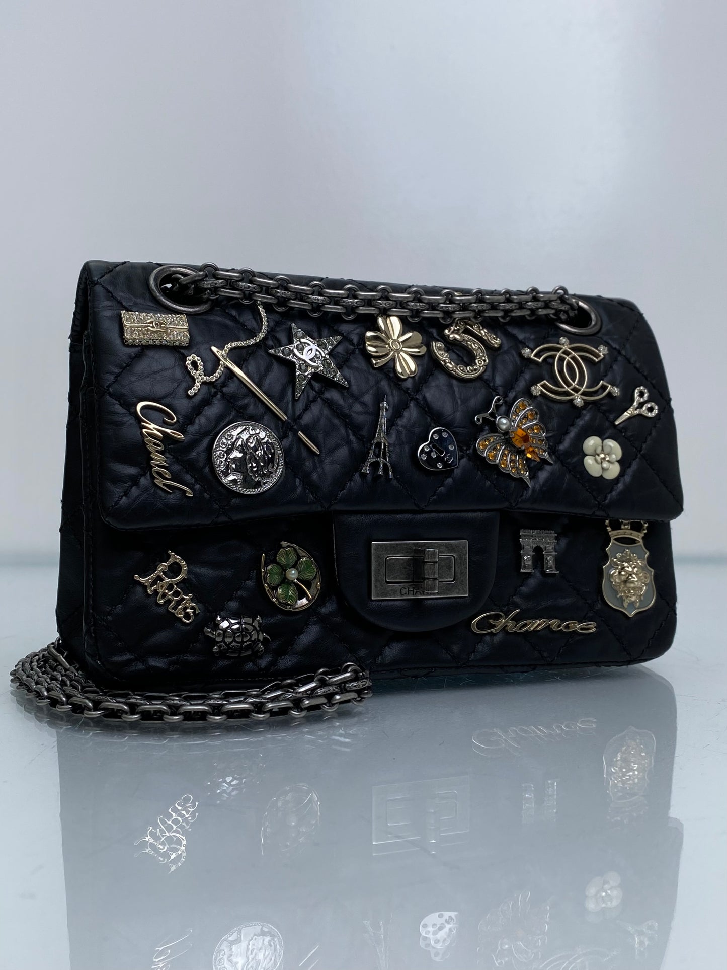 Chanel Black Small 2.55 Reissue Lucky Charms Calfskin Bag RHW