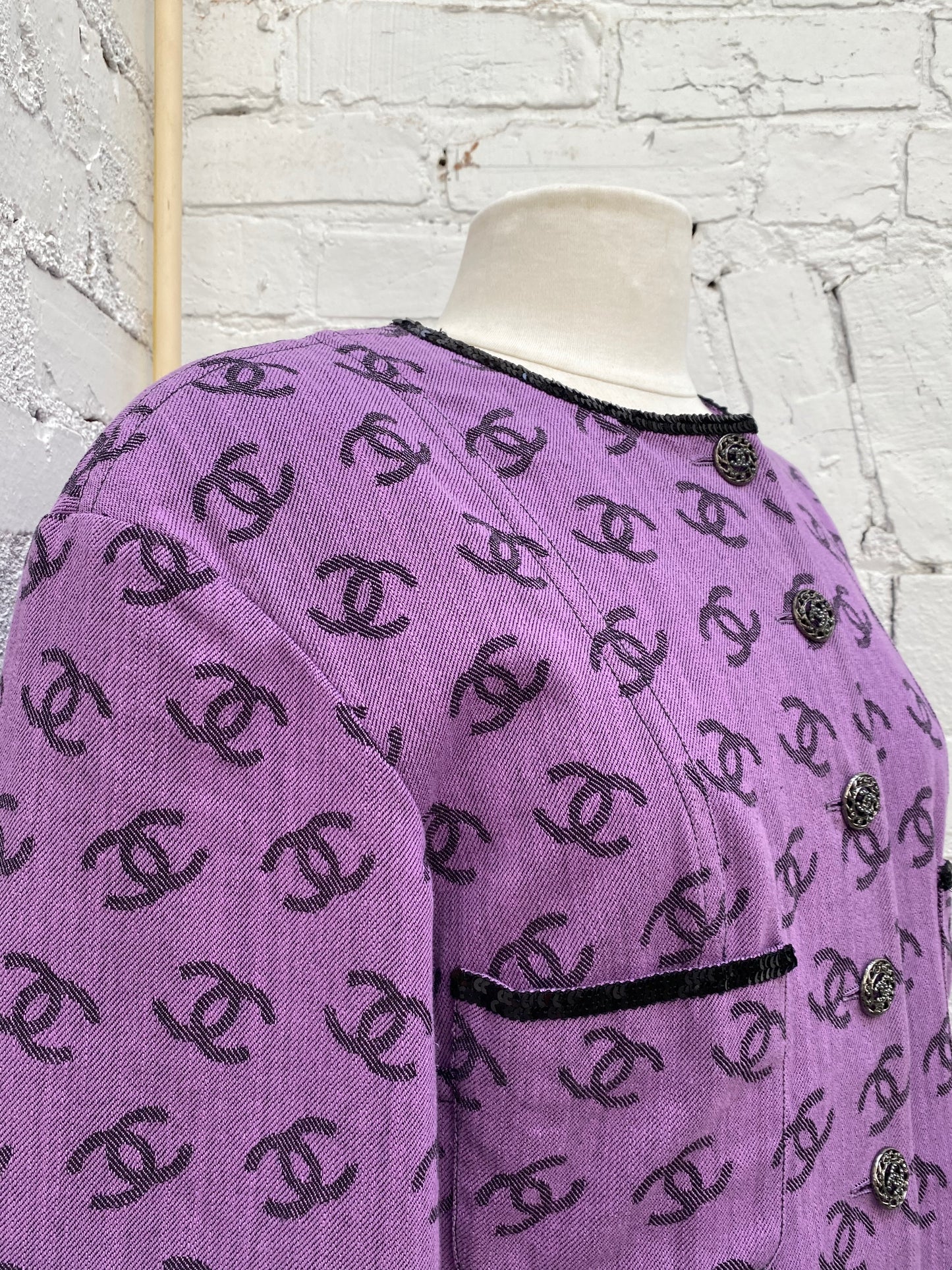 Chanel Purple Canvas CC Logo Mini Dress, 40