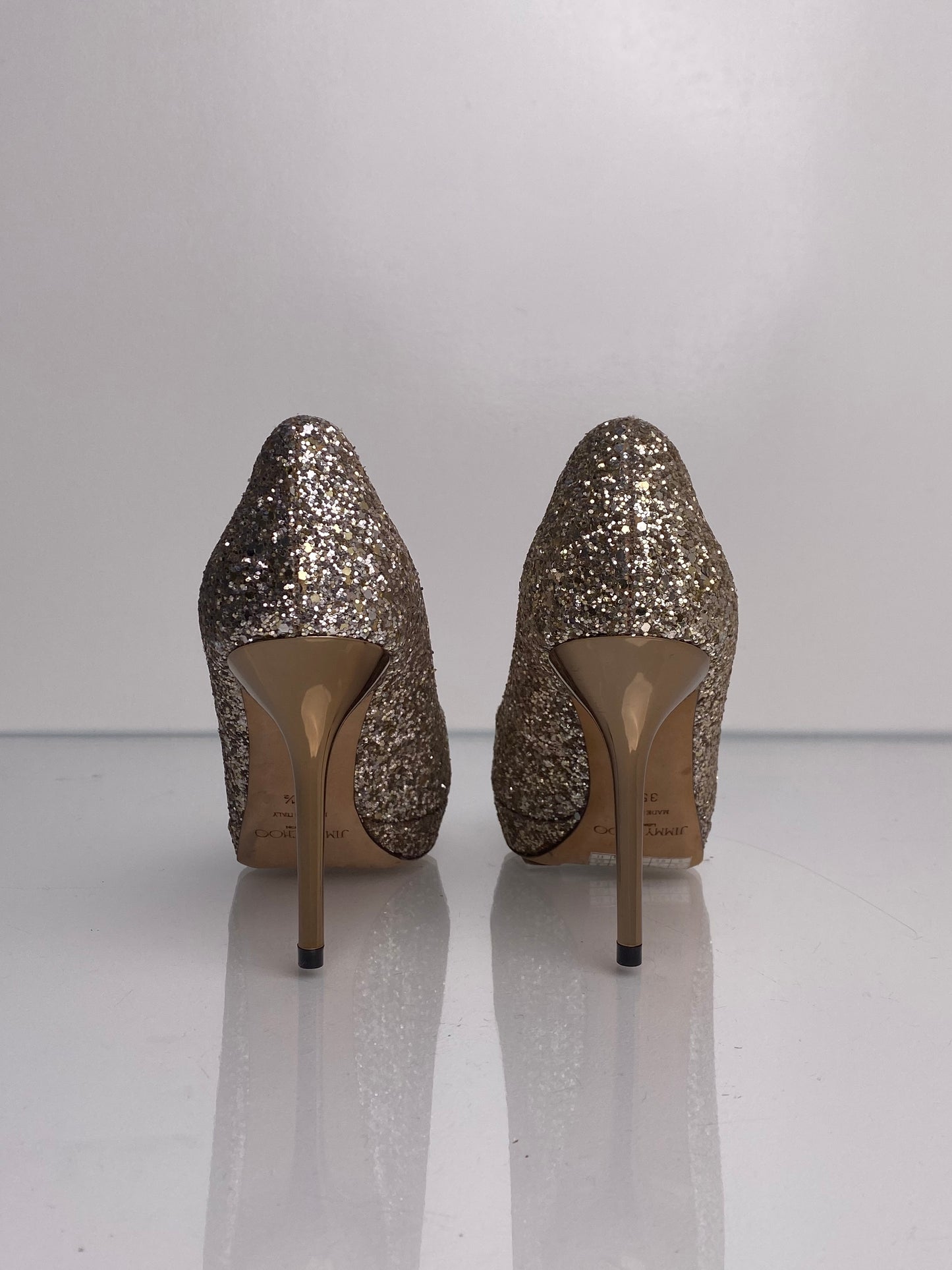 Jimmy Choo Gold Sequin Heels, 35.5