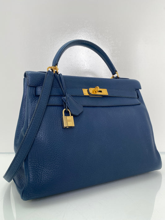 Hermes Birkin 32 Bleu Midnight Togo #Y Circle