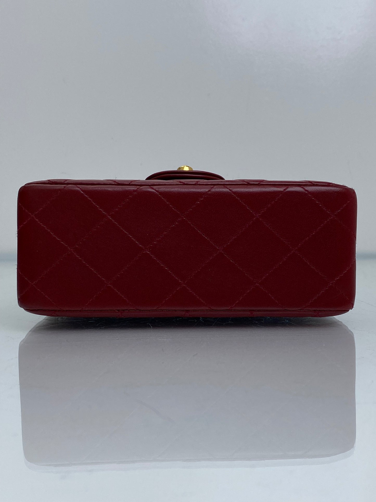 Chanel Bordeaux Red Classic Vintage Lambskin Mini Square Bag GHW #54