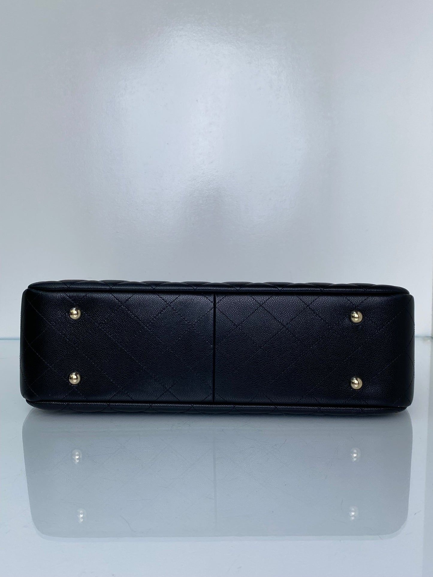 Chanel Black Quilted Caviar Classic CC Shopping Tote Bag GHW