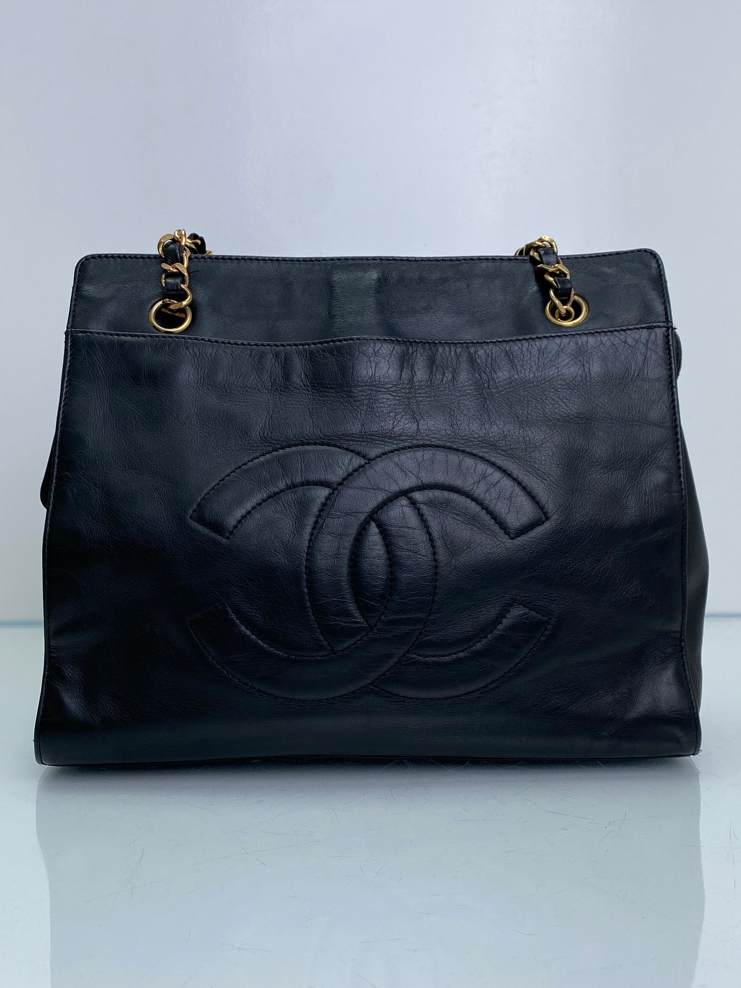 Chanel Vintage Black CC Timeless Square Tote GHW