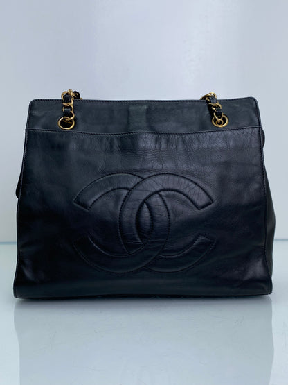 Chanel Vintage Black CC Timeless Square Tote GHW