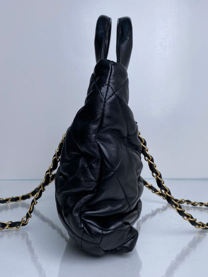 Chanel 2025 Black Lambskin Bow Bag GHW