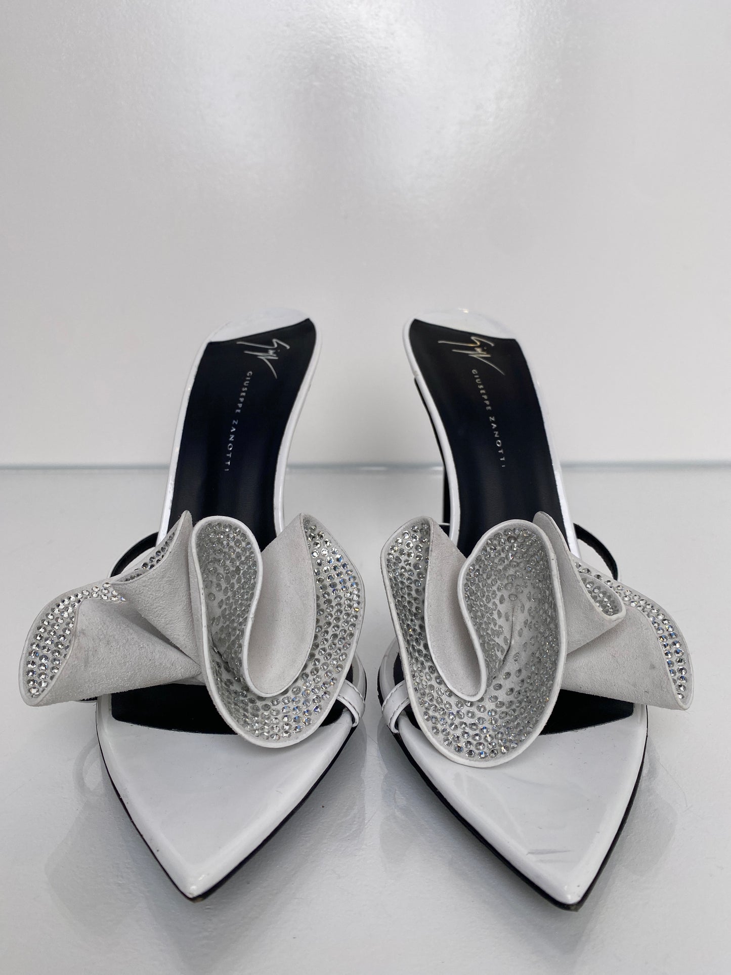 Giuseppe Zanotti White Rhinestone Heels,42