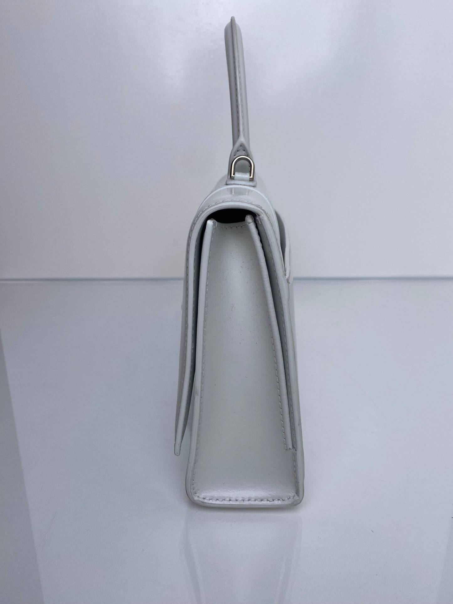 BALENCIAGA White Hourglass Stretch Bag SHW