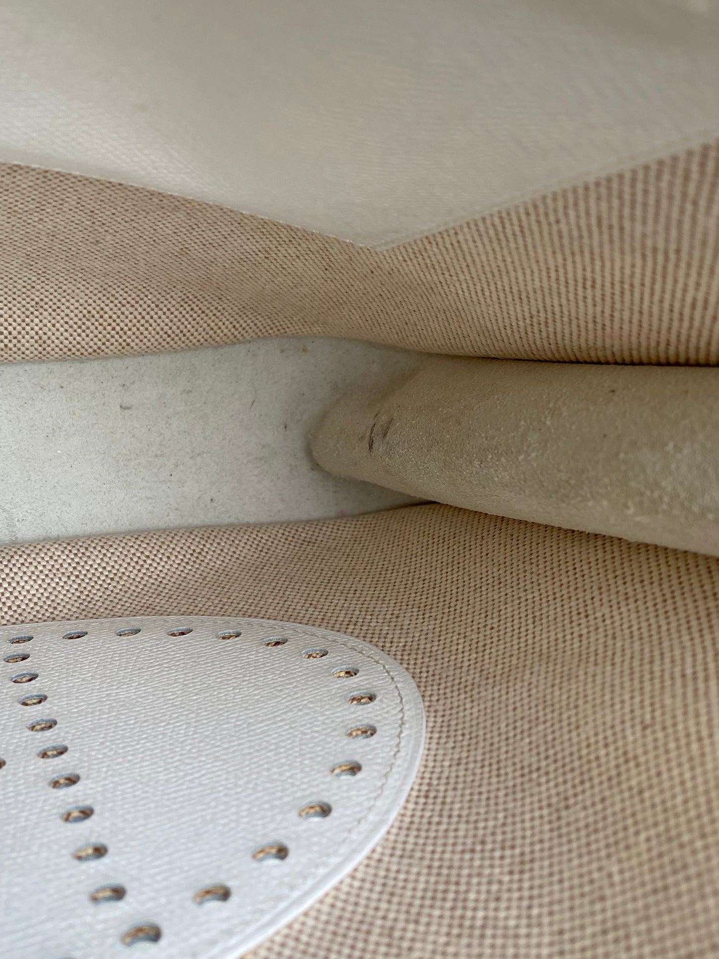 Hermes Evelyne PM Toile/Blanc PHW #H