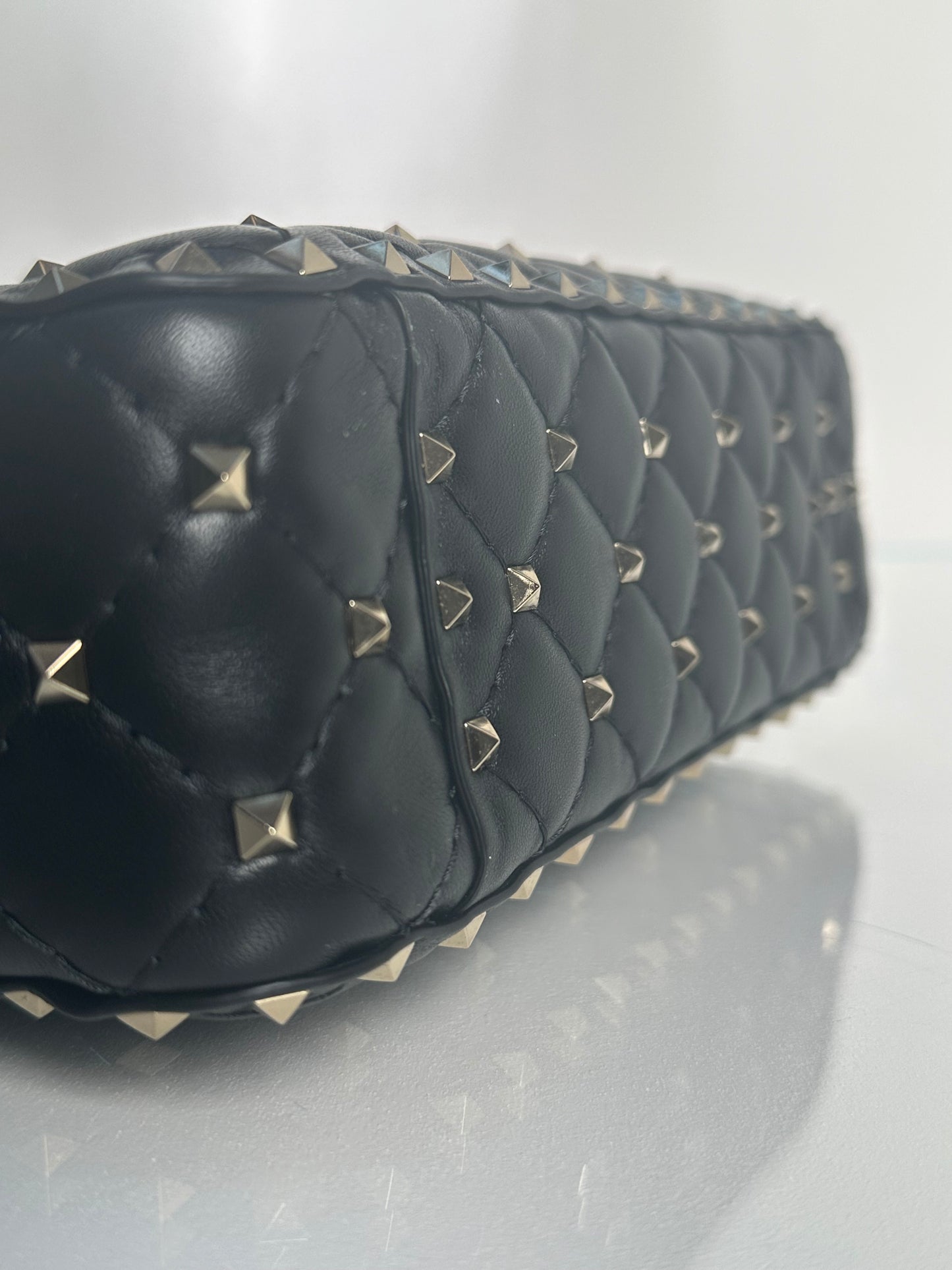 Valentino Black Rockstud Top Handle Crossbody Bag GHW