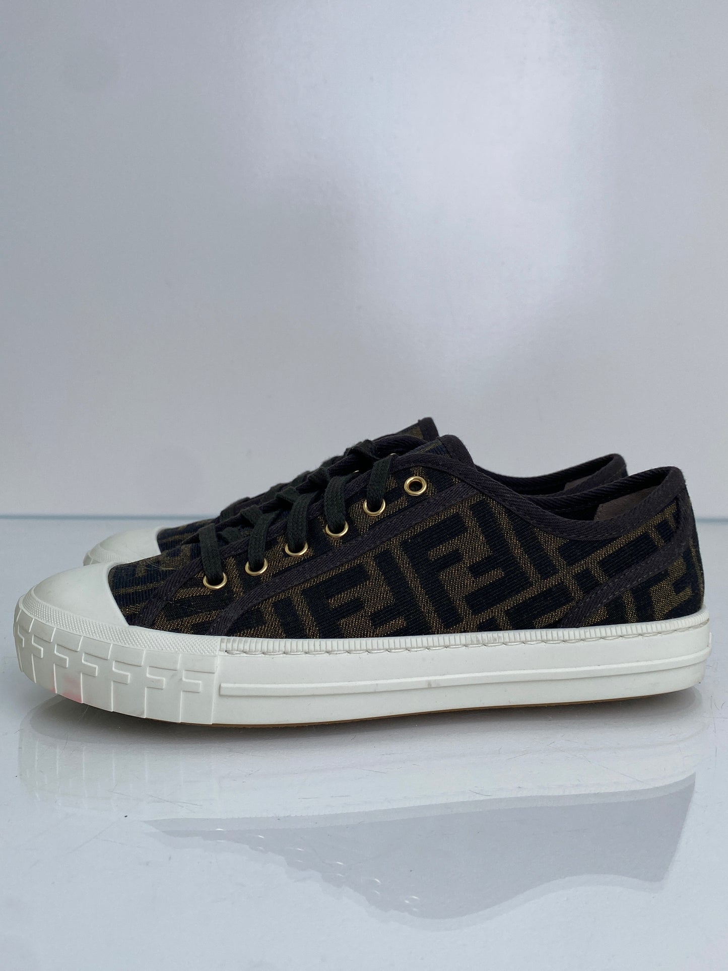Fendi FF Logo Brown Sneakers, 39