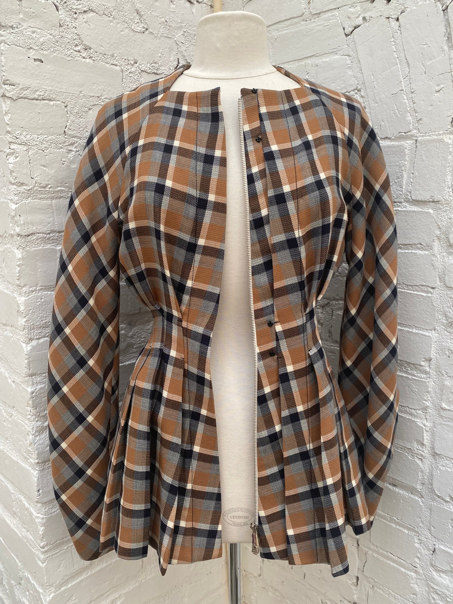 Christian Dior Brown, White, & Multicolor Tartan Jacket, 8