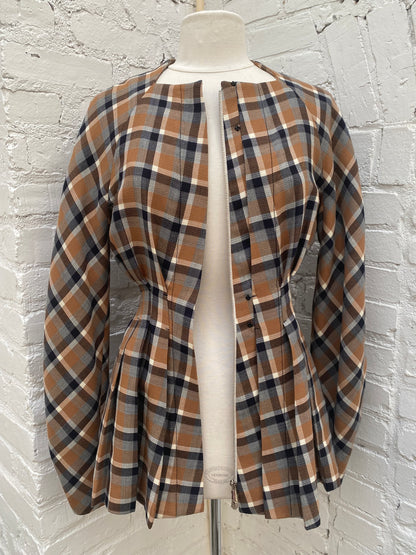 Christian Dior Brown, White, & Multicolor Tartan Jacket, 8