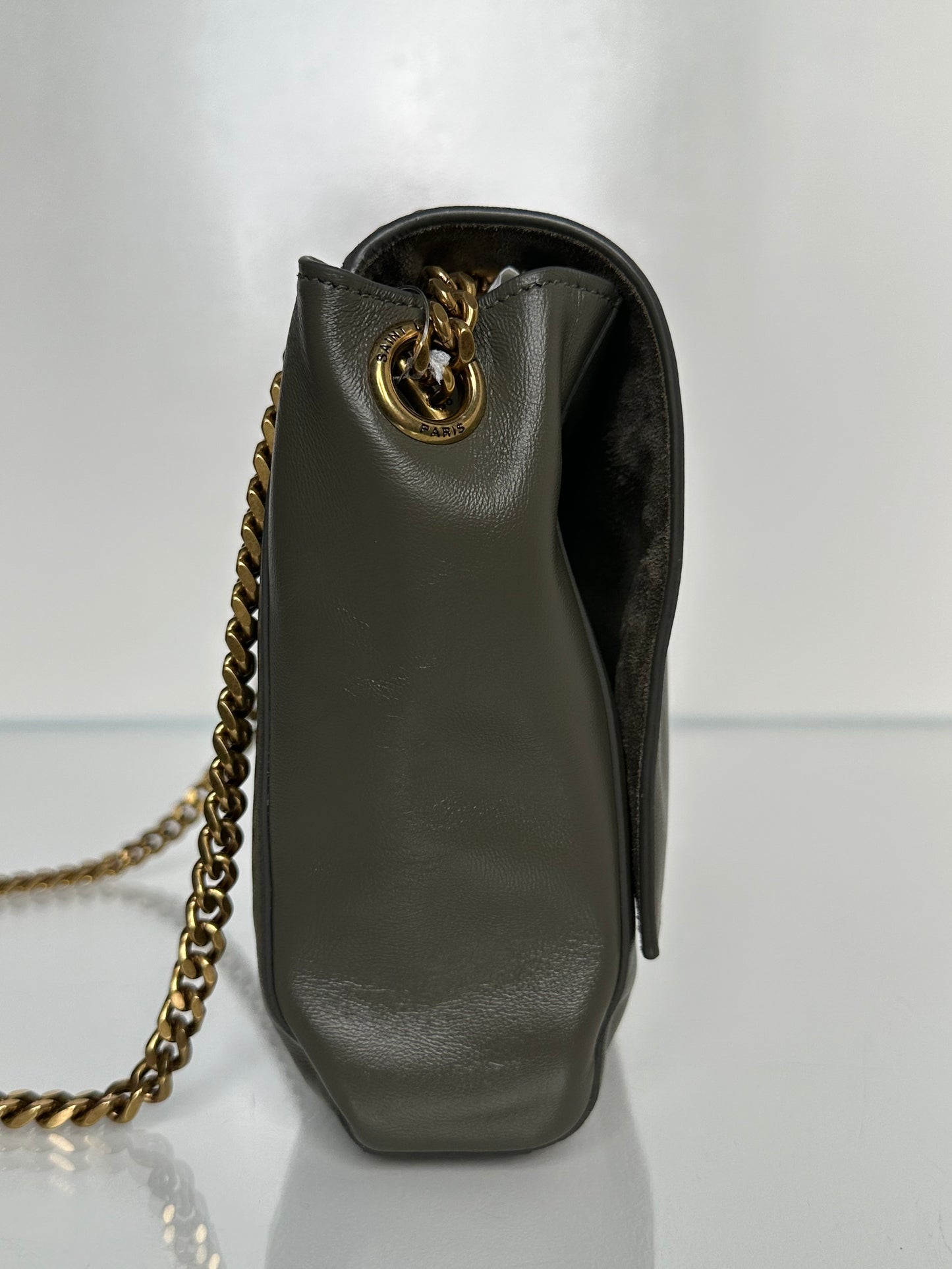 Saint Laurent Grey / Taupe Suede Reversible Kate Bag GHW