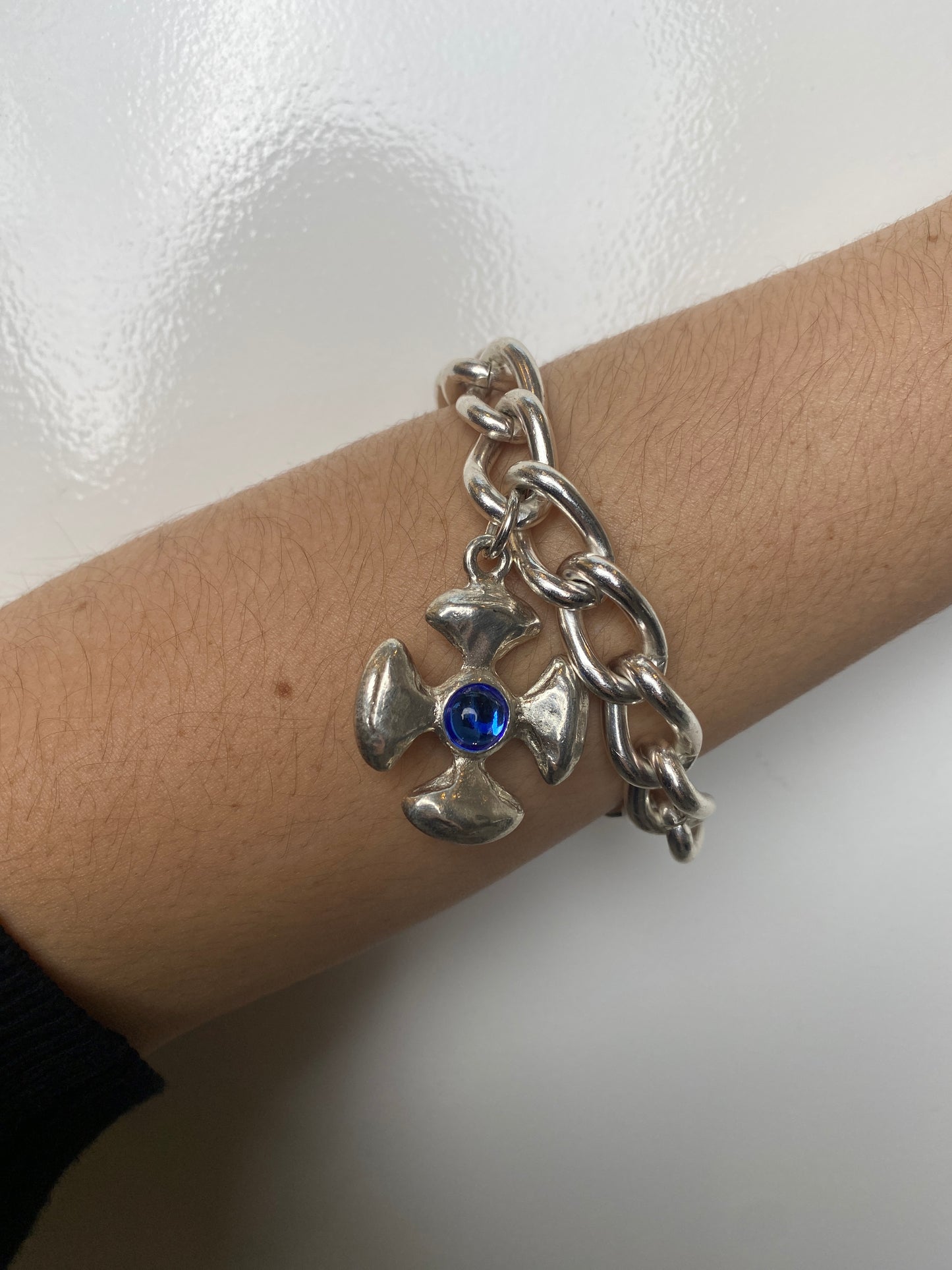 Saint Laurent Vintage Silver & Blue Bracelet