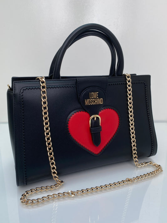 Love Moschino Black Leather Tote Bag