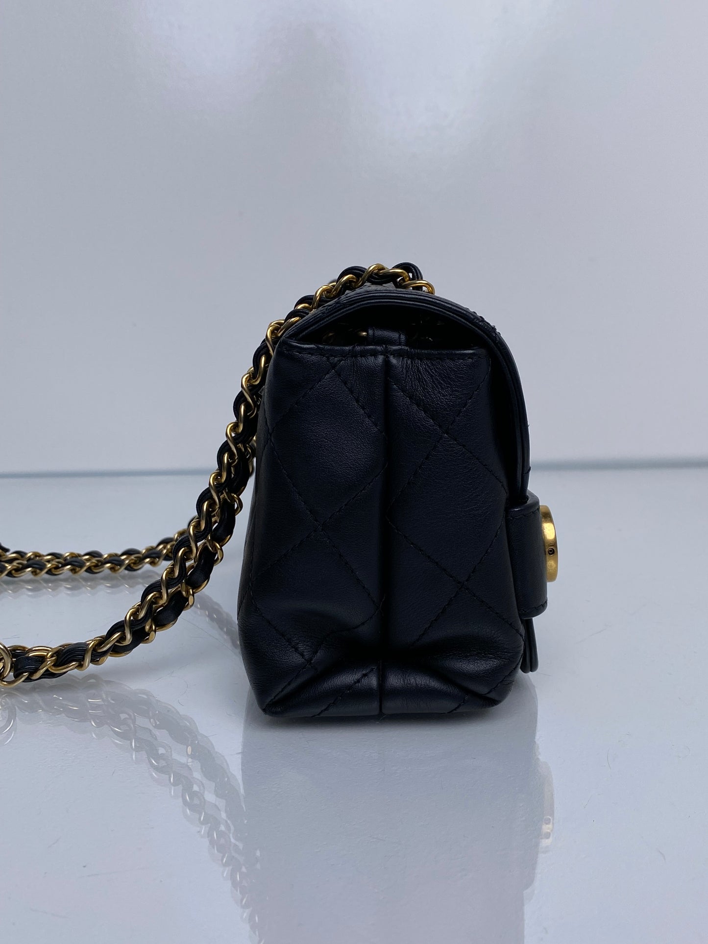 Chanel Matelasse Chain Shoulder Bag Black Lambskin GHW