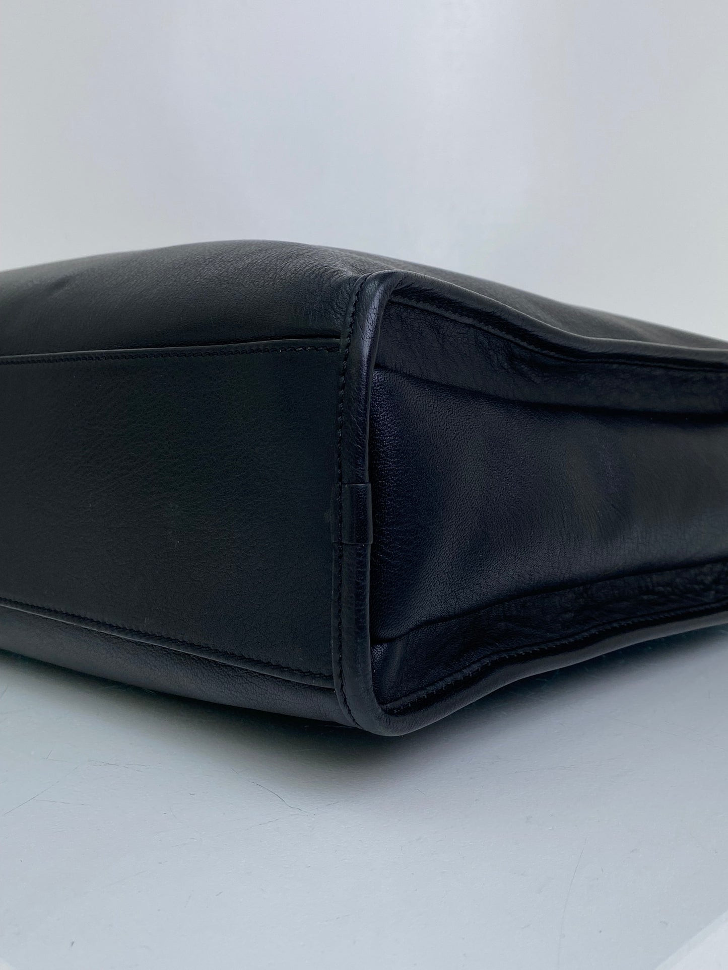 Loewe Black Leather Logo Tote GHW