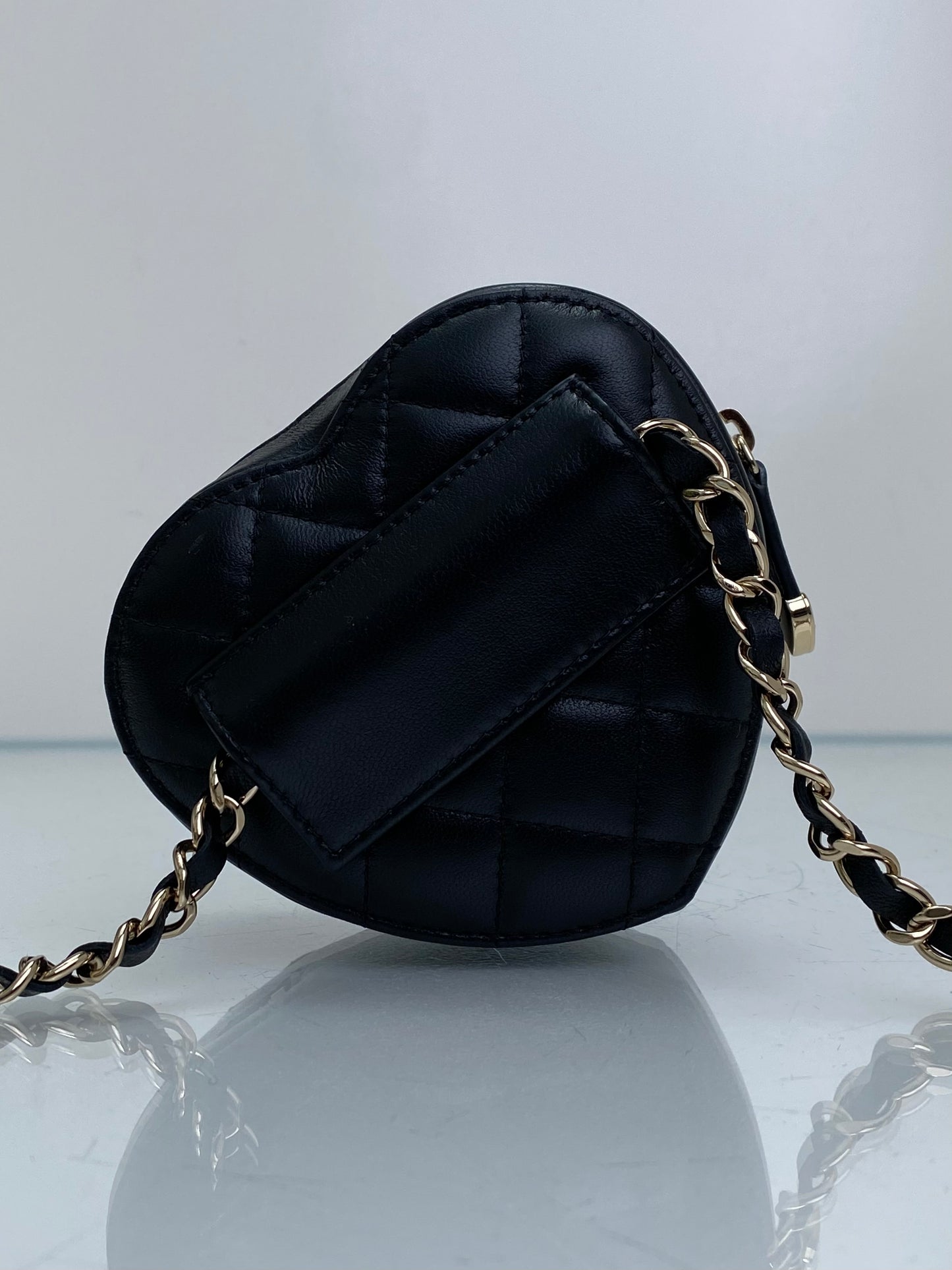 Chanel Black Mini CC In Love Quilted Lambskin Heart Bum Bag GHW