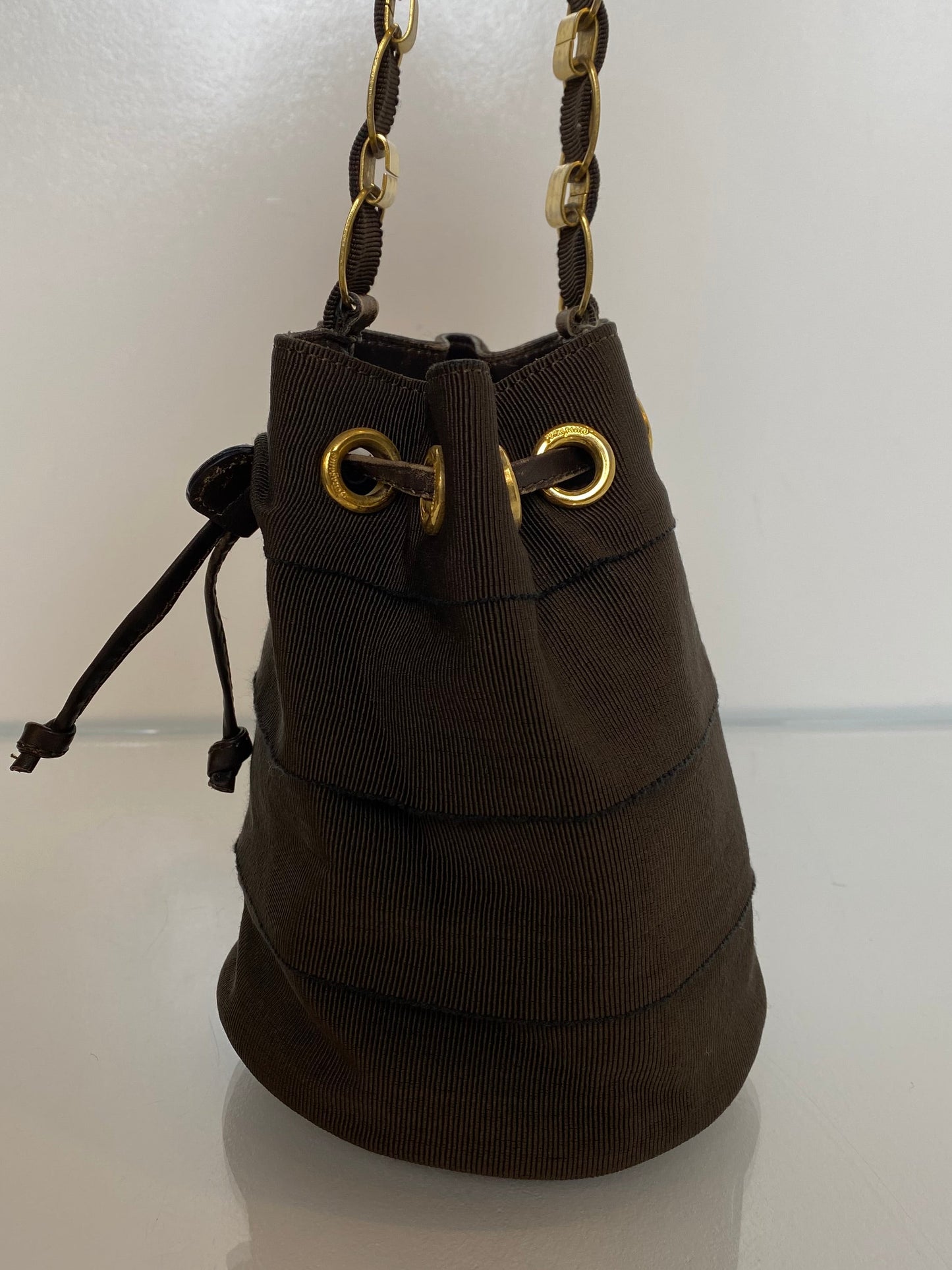 Ferragamo Vintage Brown Ribbon Bag