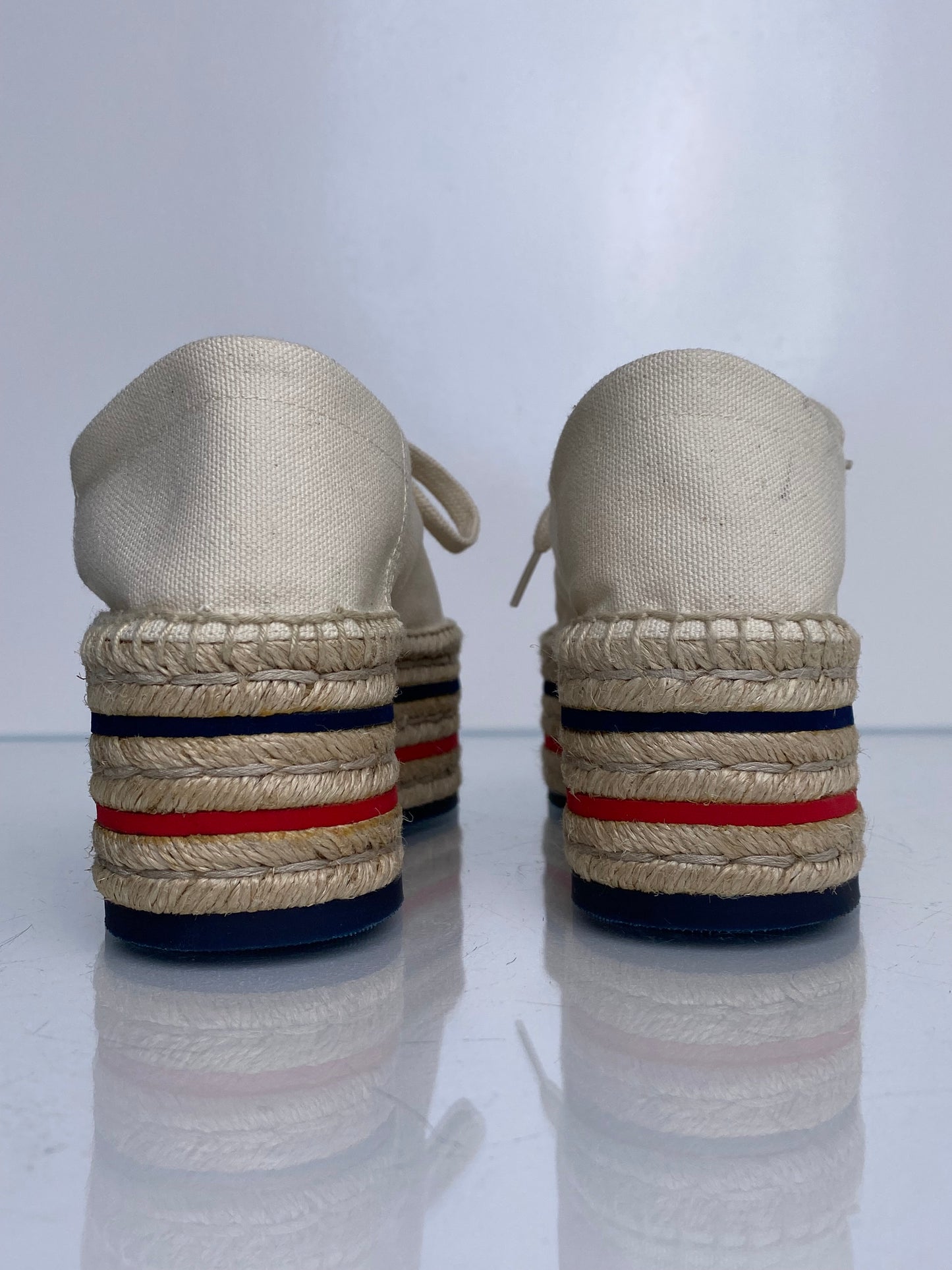 Gucci White Logo Platform Espadrille Sneakers, 38.5
