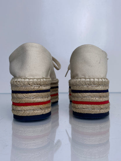 Gucci White Logo Platform Espadrille Sneakers, 38.5