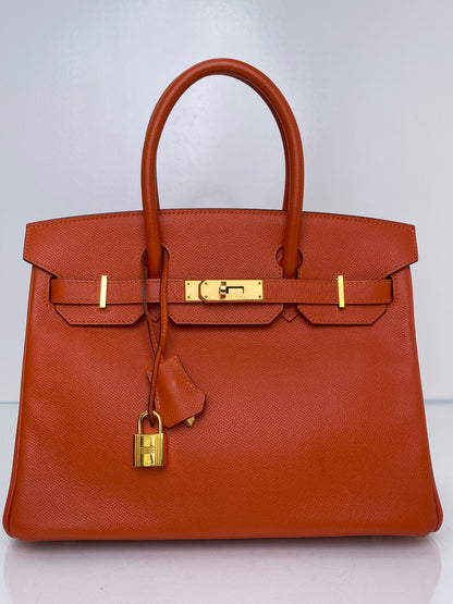 Hermes Birkin 30 Orange Poppy Epsom GHW #R