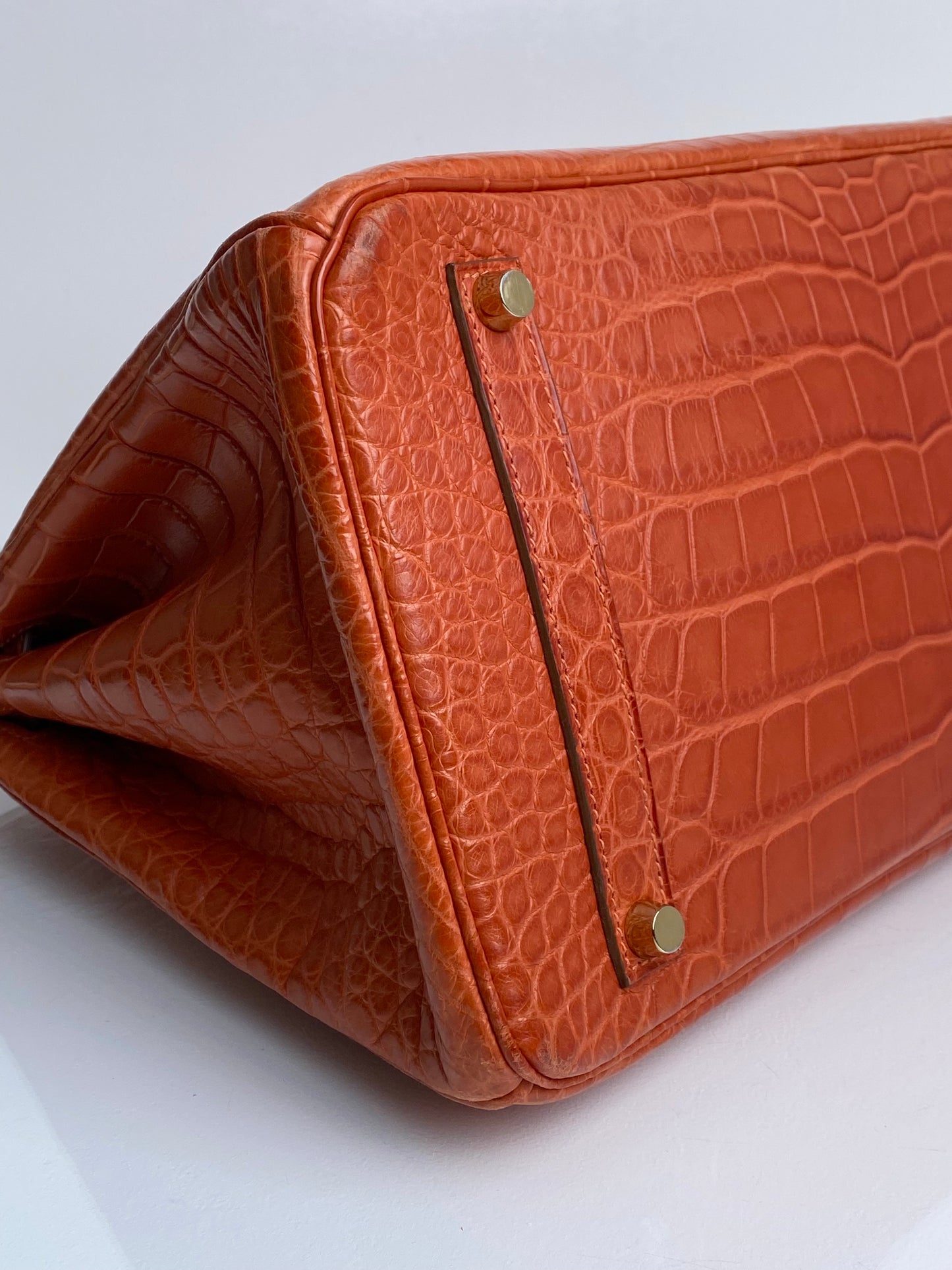 Hermes Birkin 35 Orange Matte Niloticus Croc GHW #O