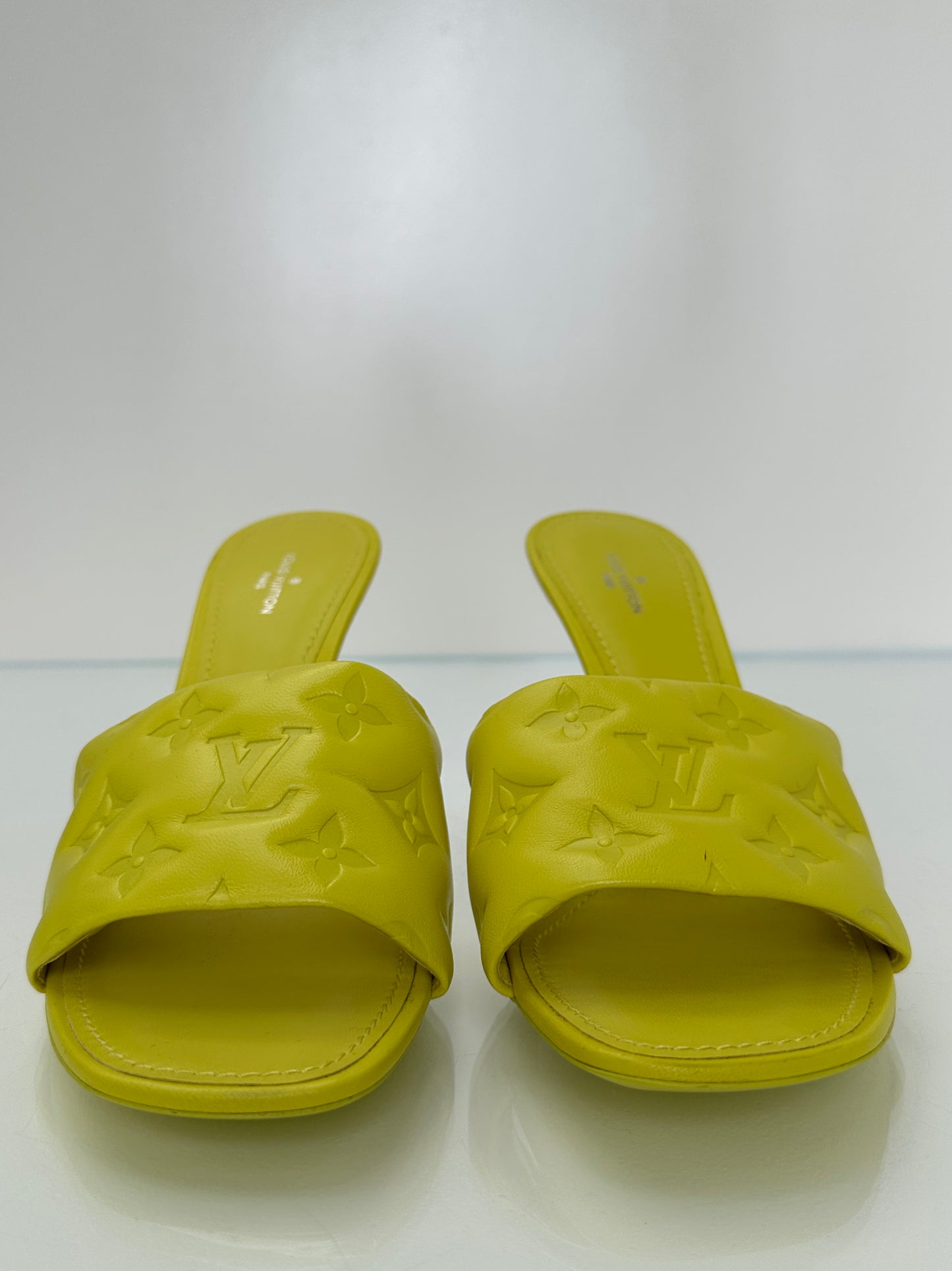 Louis Vuitton Yellow Embossed Monogram Leather Heels, 39