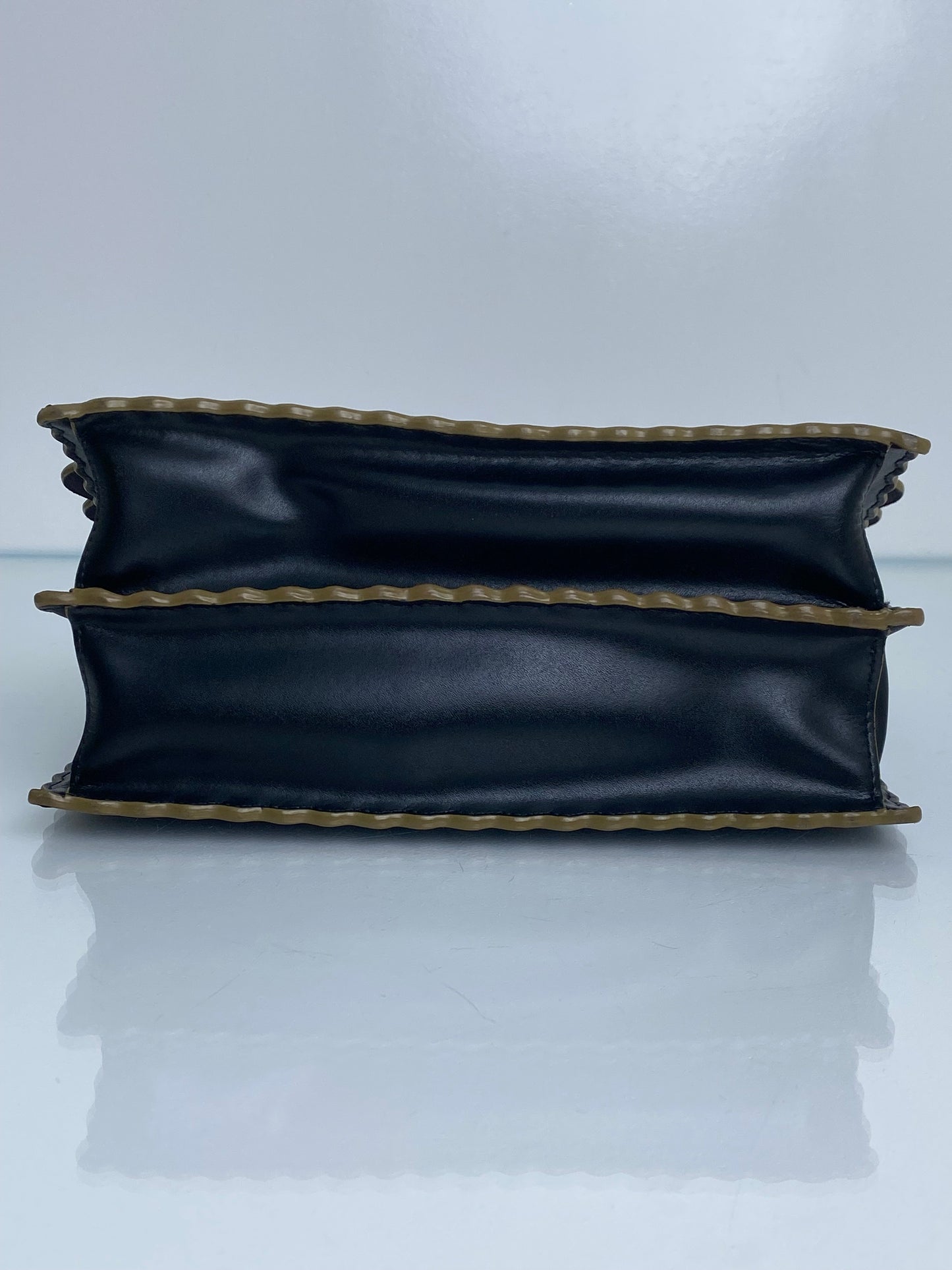 Fendi Black Khan Scalloped Medium Bag GHW