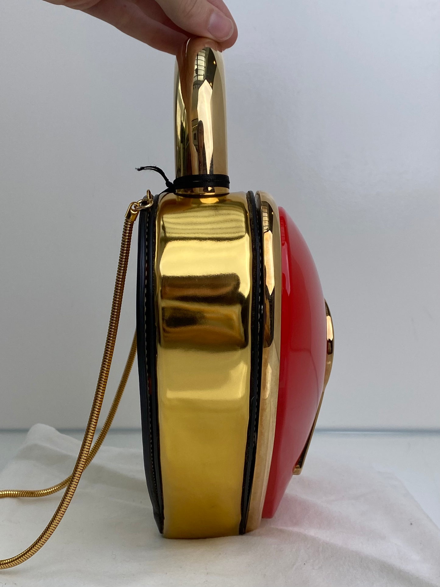 Moschino Couture Red & Gold Locked Heart Bag GHW