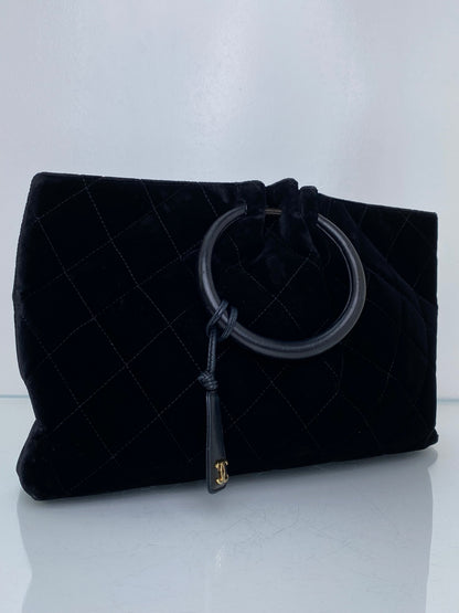 Chanel Vintage Black Velvet Tote Bag GHW