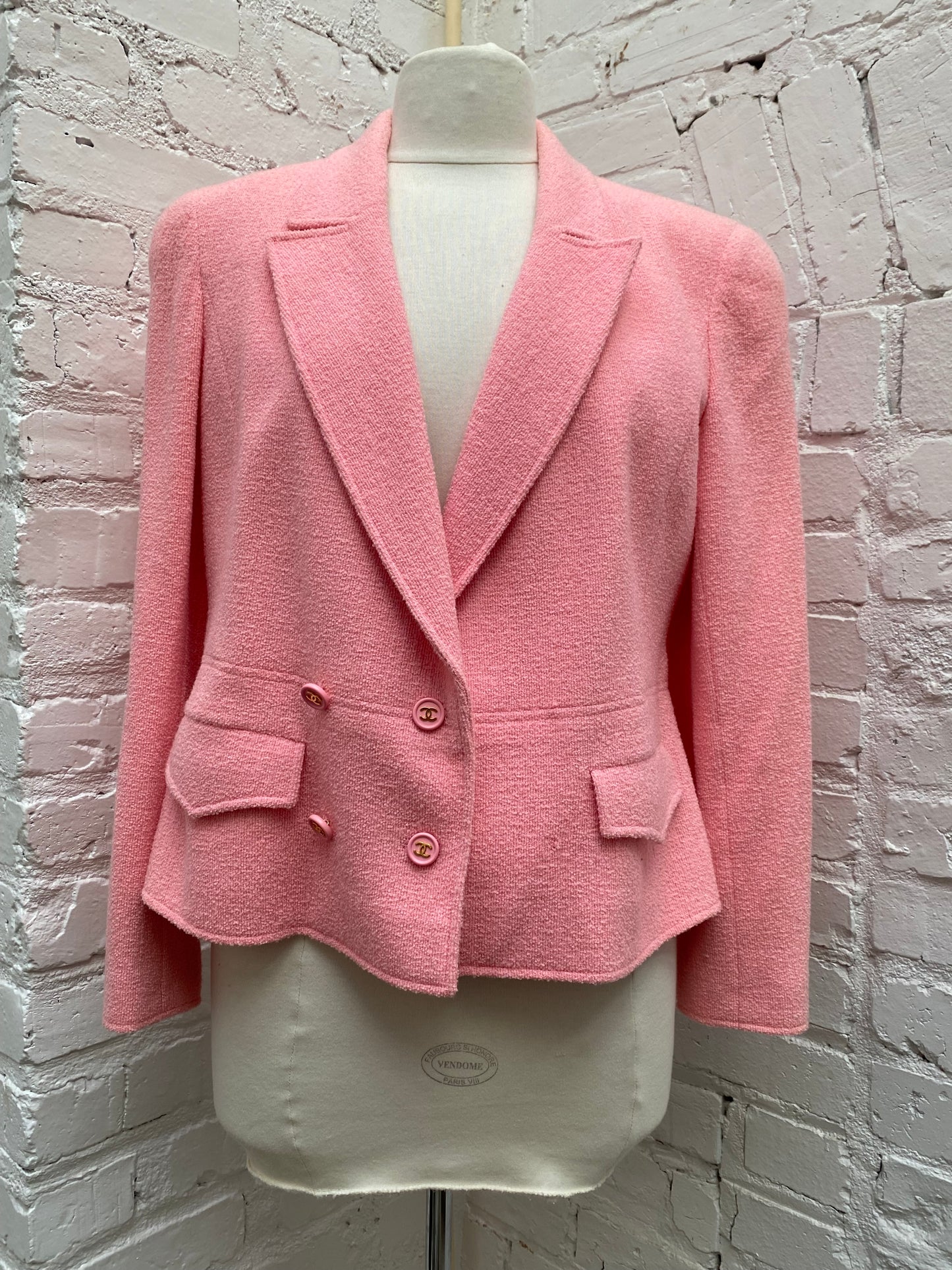 Chanel Pink Wool Blazer, 42