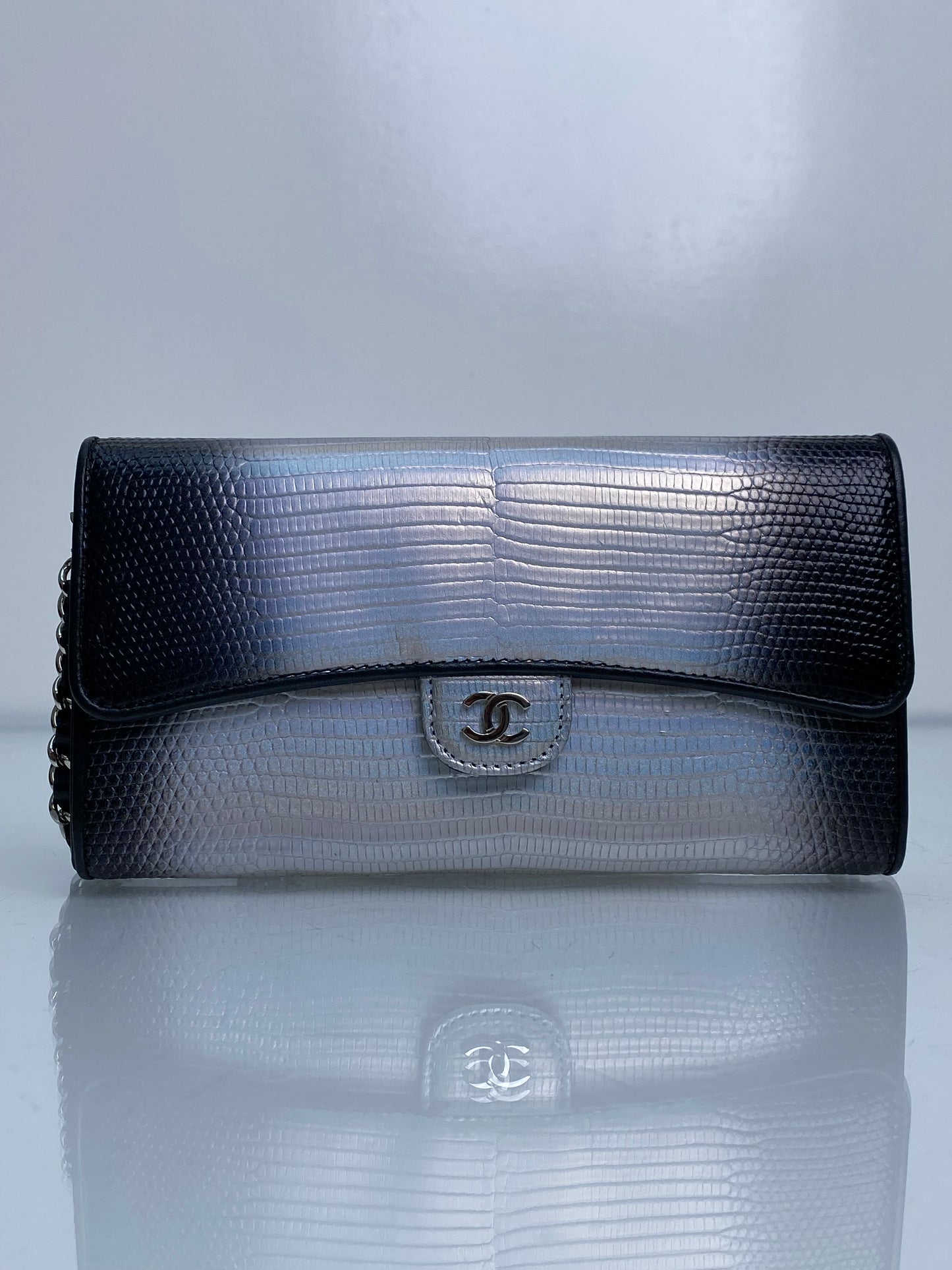 Chanel Iridescent Ombre Lizard Wallet On Chain SHW #22