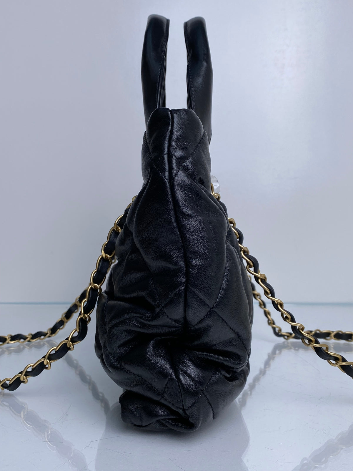 Chanel 2025 Black Lambskin Bow Bag GHW