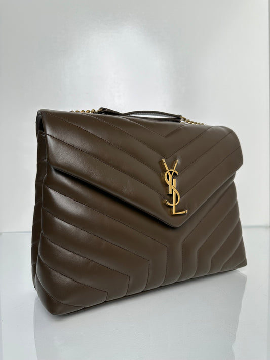 Saint Laurent Loulou Brown Matelasse Bag