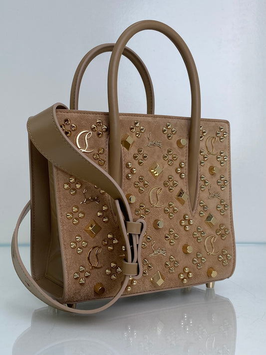 Christian Louboutin Paloma Mini Studded Suede Tote Bag GHW