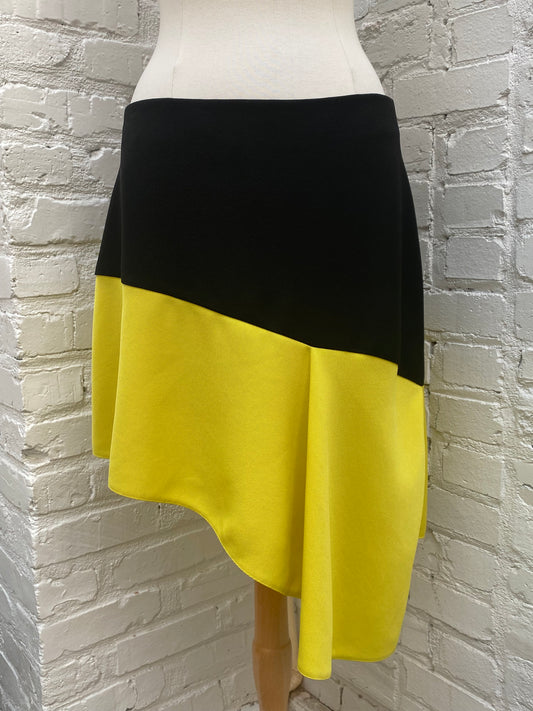 Balenciaga Black & Yellow Knee Length Asymetrical Skirt, 44