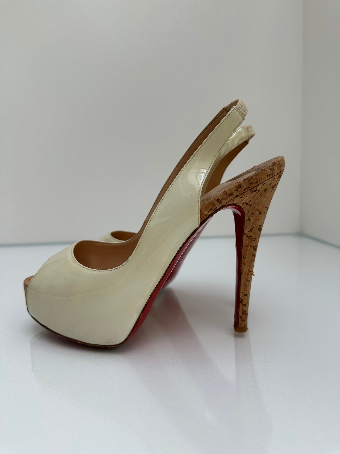 Christian Louboutin Cream Cork Heels 37