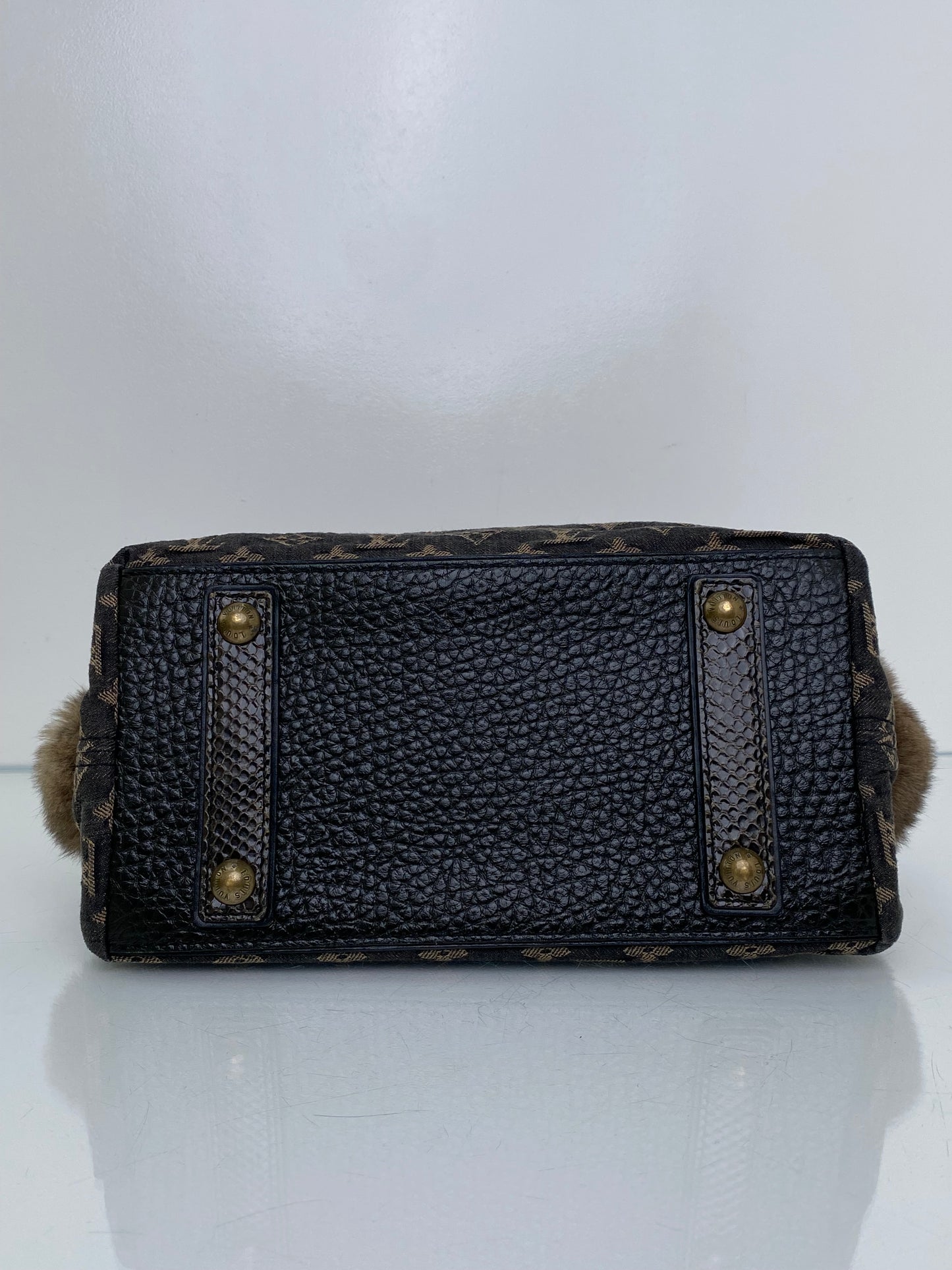 Louis Vuitton Vintage Black Denim, Fur, & Exotic Demi - Lune Bag TTHW