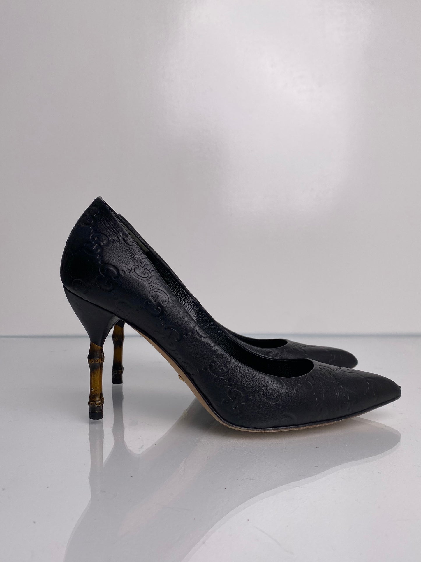 Gucci Black ‘GG’ Bamboo Heels, 36.5