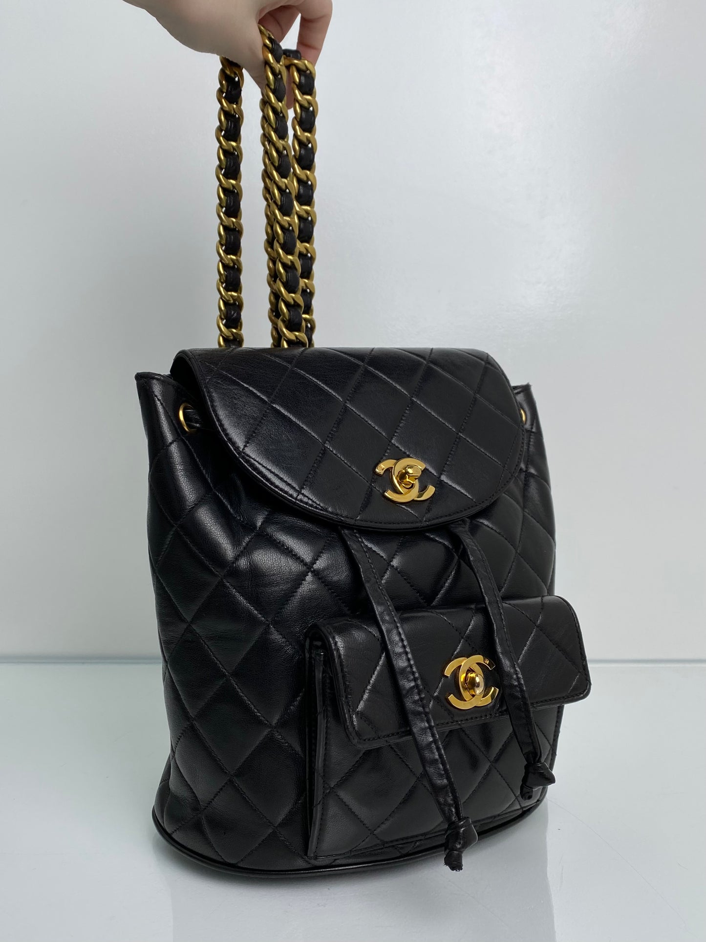 Chanel Vintage Duma Black Backpack GHW