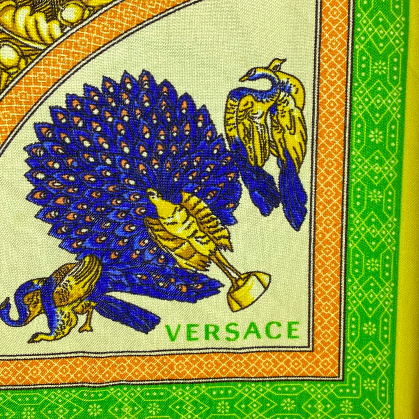 Versace Yellow & Green Silk Scarf (As Is)