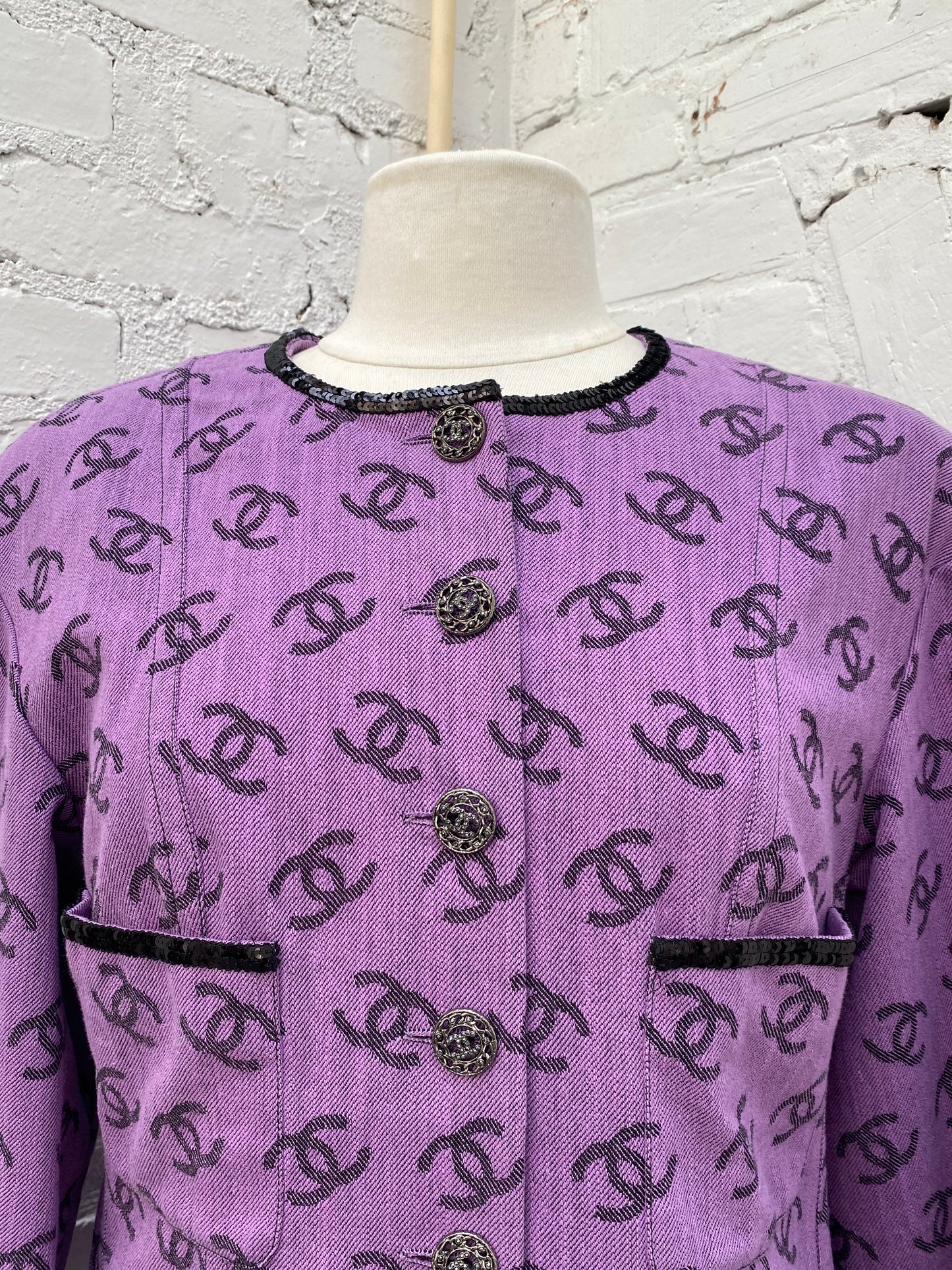 Chanel Purple Canvas CC Logo Mini Dress, 40