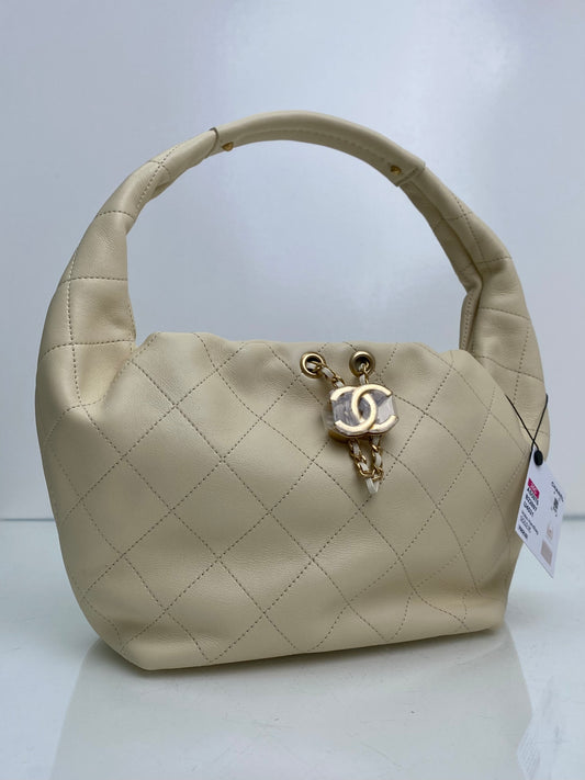 Chanel 26C Light Beige Quilted Hobo Bag GHW