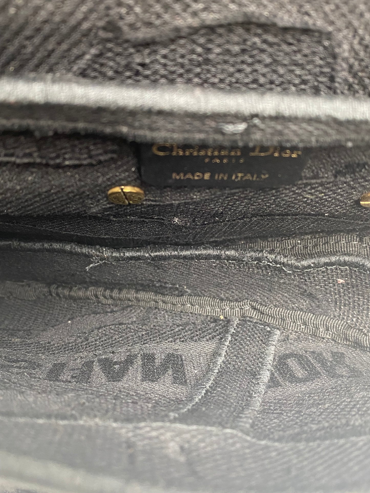 Dior Black Canvas Embroidered Saddle Bag GHW