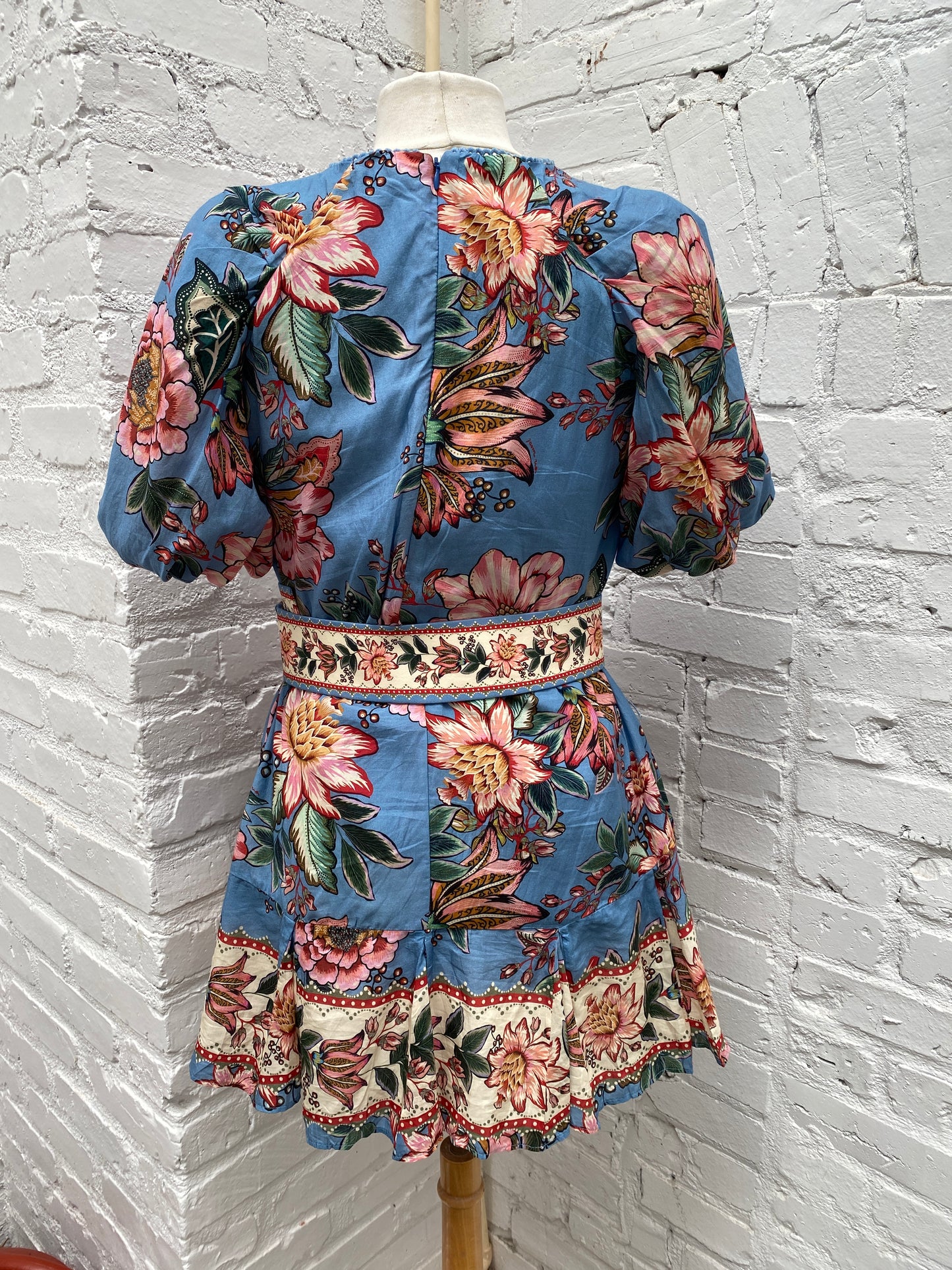 Farm Rio Blue Floral Mini Dress, S